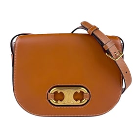 CELINE Triomphe Shoulder Bag Leather Brown Gold Women's z5078