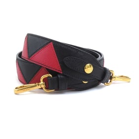 PRADA Shoulder Strap Leather Black x Red Women's 56083a