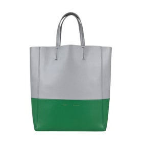 CELINE Handbag Shoulder Bag Vertical Cabas Small Leather Light Gray Green Women's Z5134