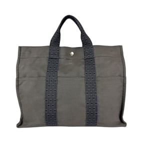 Hermes HERMES Handbag Tote Bag Air Line MM Canvas Dark Gray Silver Men's Women's z5051