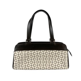 CELINE handbag leather canvas brown x ivory women's n1195