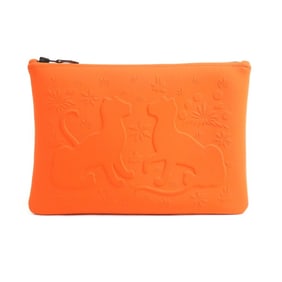 Hermes HERMES Pouch BAIN Polyamide Elastane Orange Women's M61730 w1150i