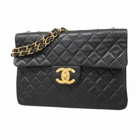 Chanel Shoulder Bag Deca Matelasse W Chain Lambskin Black Women's