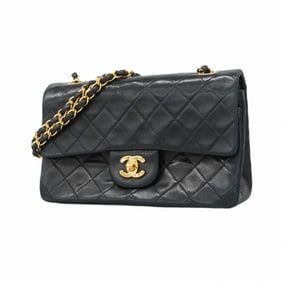 Chanel Shoulder Bag Matelasse W Flap Chain Lambskin Black Women's
