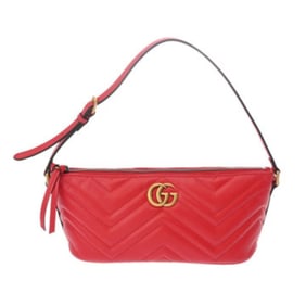 GUCCI GG Marmont Red 739166 Women's Leather Shoulder Bag Unused