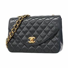 Chanel Shoulder Bag Matelasse Chain Lambskin Black Women's