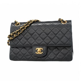 Chanel Shoulder Bag Matelasse W Flap Chain Lambskin Black Women's