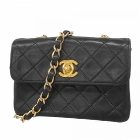 Chanel Shoulder Bag Matelasse Chain Lambskin Black Women's