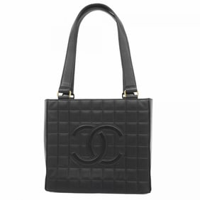 Chanel Tote Bag Chocolate Bar Lambskin Black Women's