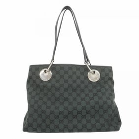 Gucci Tote Bag GG Canvas 285583 Green Black Women's