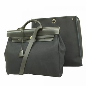 Hermes handbag Airbag MM Toile Officier black ?D stamped men's women's