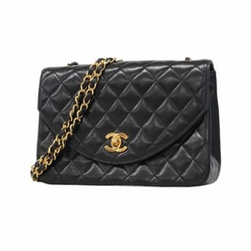 Chanel Shoulder Bag Matelasse Chain Lambskin Black Women's
