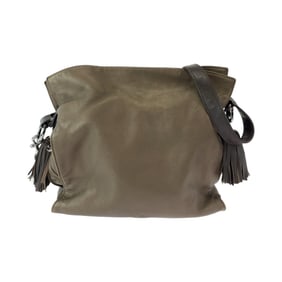 LOEWE Flamenco Anagram Brown Silver Hardware Leather Shoulder Bag Crossbody Pochette for Women