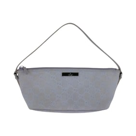 GUCCI Gucci Grey Silver Hardware GG Canvas Leather 07198 Handbag Accessory Pouch Women's