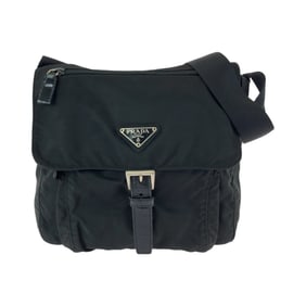 PRADA Tessuto Triangle Logo Plate Black Silver Hardware Nylon BT8994 Shoulder Bag Pochette Men's