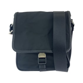 PRADA Tessuto Triangle Logo Plate Black Silver Hardware Nylon Crossbody Shoulder Bag Messenger