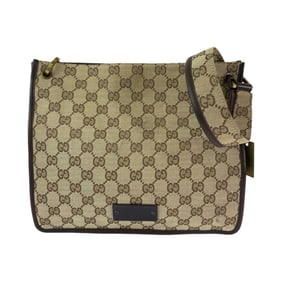 GUCCI Gucci Plate Charm Beige Brown Gold Hardware GG Canvas 91762 Shoulder Bag Pochette Women's