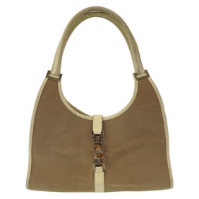GUCCI Jackie Beige White Silver Hardware Canvas 002 1067 Shoulder Bag Handbag Women's