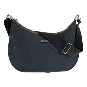 GUCCI Gucci Black Silver Hardware GG Canvas 122790 Crossbody Shoulder Bag for Women