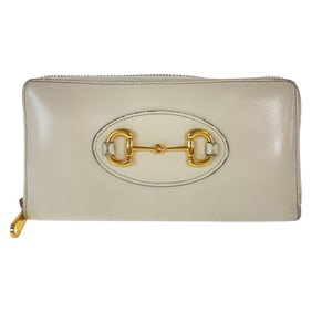 GUCCI Horsebit off-white gold hardware leather 621889 long wallet round zip ladies
