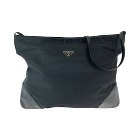 PRADA Prada Tessuto Triangle Logo Plate Black Nylon Shoulder Bag Messenger Men's