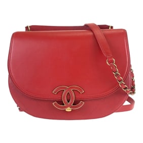 CHANEL Chanel Coco Curve Matelasse Mark Red Gold Hardware Leather Chain Shoulder Bag Pochette
