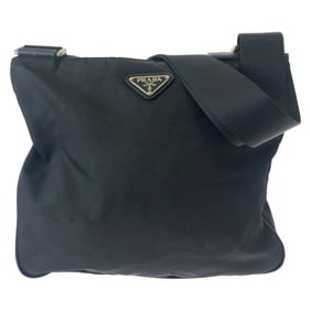 PRADA Prada Tessuto Triangle Logo Plate Black Silver Hardware Nylon Shoulder Bag Crossbody Men's