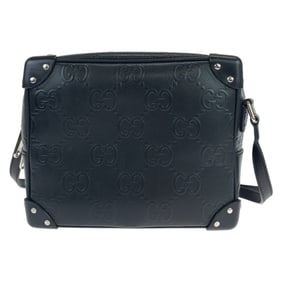 GUCCI GG embossed black silver hardware leather 626363 crossbody shoulder bag soft trunk men's