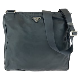 PRADA Tessuto Triangle Logo Plate Black Silver Hardware Nylon Crossbody Shoulder Bag Messenger Men's