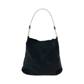 PRADA Prada Tessuto Triangle Logo Plate Plastic Handle Black Clear Nylon One Shoulder Bag Women's