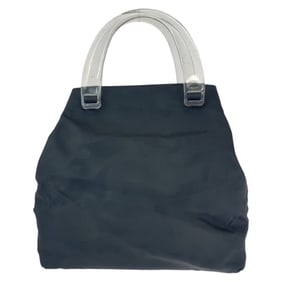PRADA Prada Tessuto Triangle Logo Plate Black Silver Hardware Nylon Plastic Tote Bag Handbag Women's