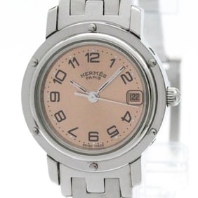 Polished HERMES Clipper Stainless Steel Quartz Ladies Watch CL4.210 BF582817