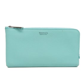 Tiffany L-shaped Zipper Wallet Women's Leather Long Wallet (bi-fold) Tiffany Blue