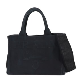 PRADA Canapa Mini 2way Hand Shoulder Bag Canvas Nero Black 1BG439 Silver Hardware