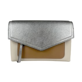 Givenchy Shoulder Bag Duet Leather Silver Off-White Beige Women's z5094