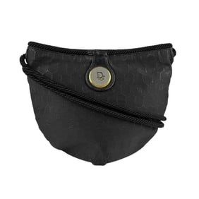 Christian Dior Shoulder Bag Canvas Black Gold Silver Women's Z5149