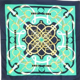 Hermes HERMES Scarf/Muffler Carre 90 Silk Navy Green Multicolor Women's w1152a