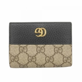 Gucci Wallet GG Marmont Supreme 658610 Leather Beige Black Women's