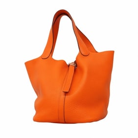 Hermes handbag Picotin MM Taurillon Clemence orange L engraved ladies
