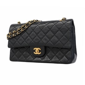 Chanel Shoulder Bag Matelasse W Flap Chain Lambskin Black Women's