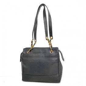 Chanel Tote Bag Triple Coco Caviar Skin Black Women's