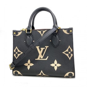 Louis Vuitton Handbag Monogram Empreinte On the Go PM M45659 Black Beige Women's