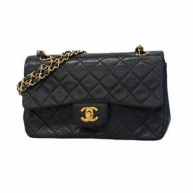 Chanel Shoulder Bag Matelasse W Flap Chain Lambskin Black Women's