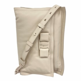 Salvatore Ferragamo Biba Bow Leather Ivory Shoulder Bag for Women