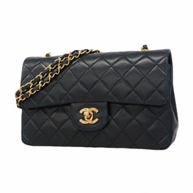 Chanel Shoulder Bag Matelasse W Flap Chain Lambskin Black Women's