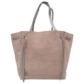 CELINE Cabas Phantom Crocodile Embossed Tote Bag Handbag Shoulder Leather Beige Women's