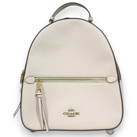 COACH Signature Leather Backpack F76622 Light Beige x Brown Women's