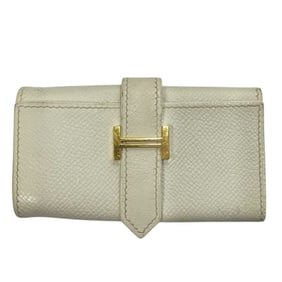 HERMES Bearn Leather 6-Key Case White Men's Women's