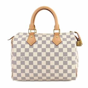 Louis Vuitton Damier Azur Speedy 25 Handbag N41371 White Gold Hardware