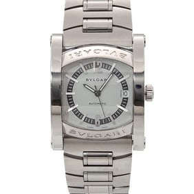 BVLGARI Assioma A4S Men's Watch Date Silver Automatic Self-Winding